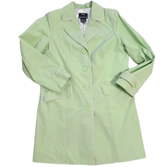 dennis basso Jackets & Blazers - Dennis Basso Trench Coat Long Rain Jacket Light Green QVC Summer Lightweight